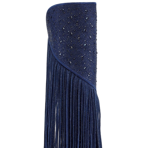 NWT Jessica Simpson Asire Fringe Boots Navy 8.5 - Picture 3 of 6